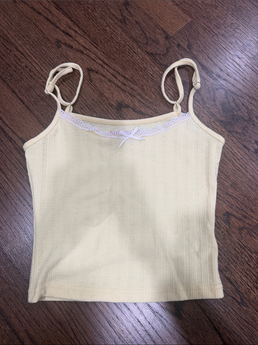 Edikted  yellow Ribbed Lace-Trim Cami Tank Top